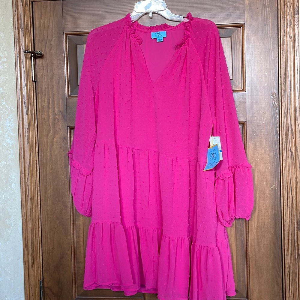 XL Adorable tiered, hot pink ruffled dress NWT